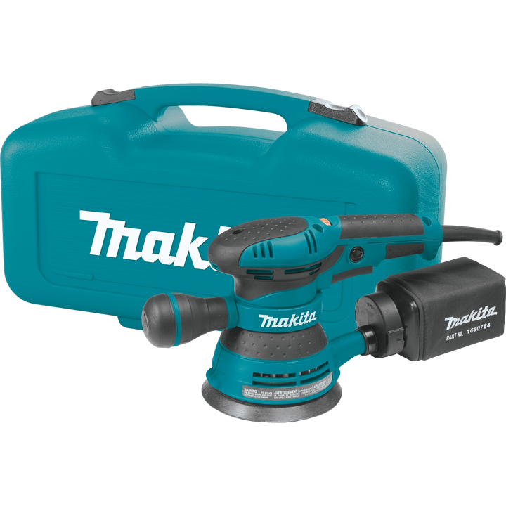 everything included with makita bo5041 sander kit including case dust bag and sanding disc

