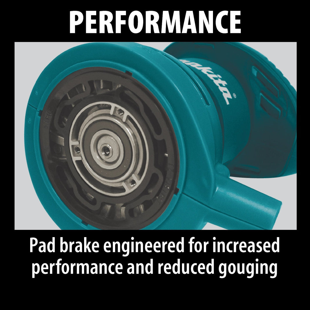 makita random orbit sander demonstrating sanding performance on wood surface
