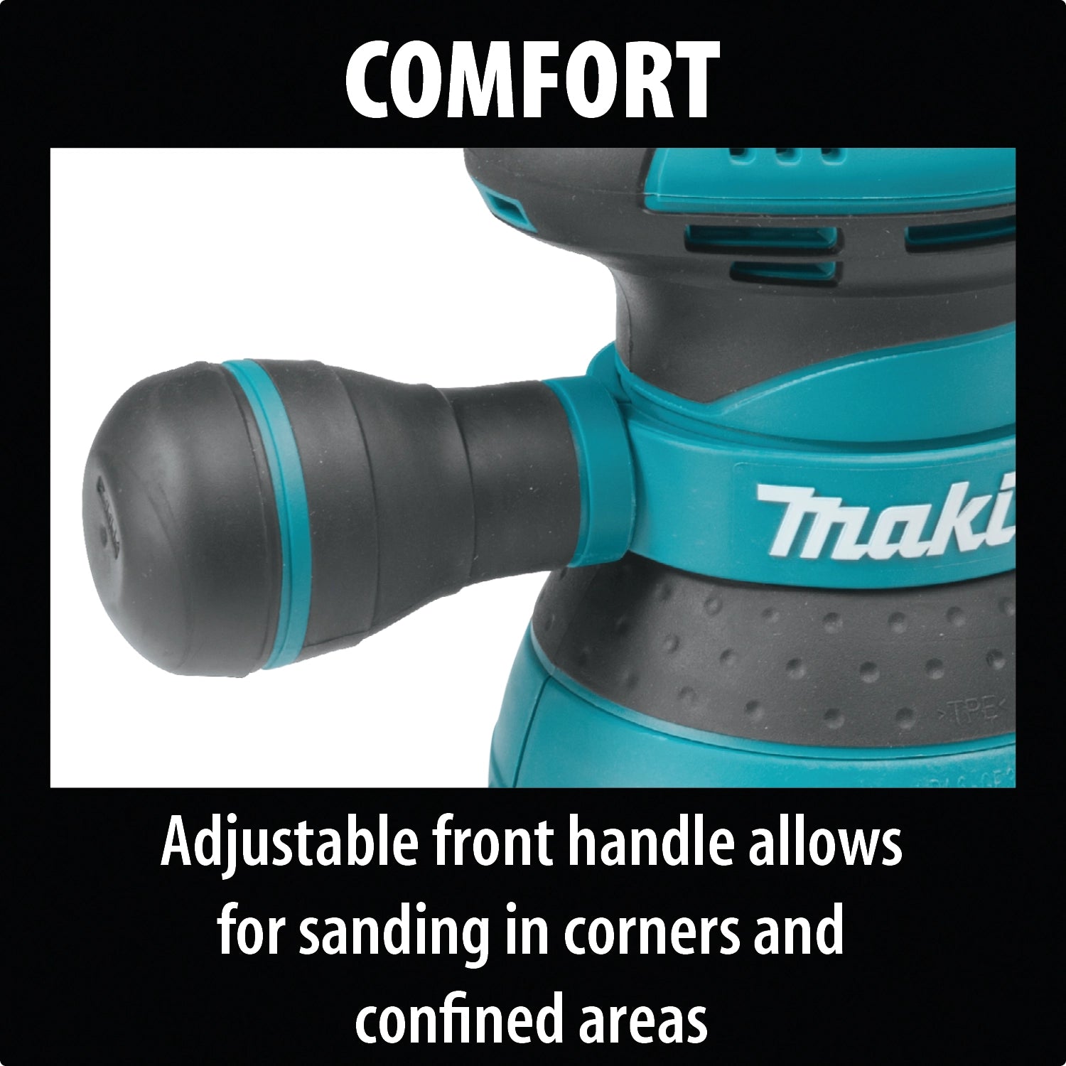 makita bo5041 sander with rubberized grip emphasizing user comfort during use
