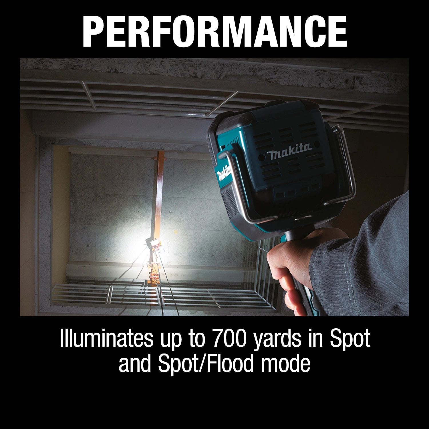 Performance of Makita DML812 spotlight in real jobsite test
