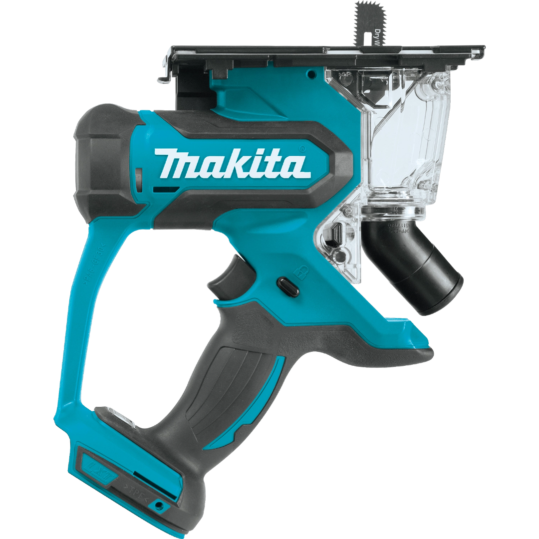 Side view of Makita drywall saw showing slim profile
