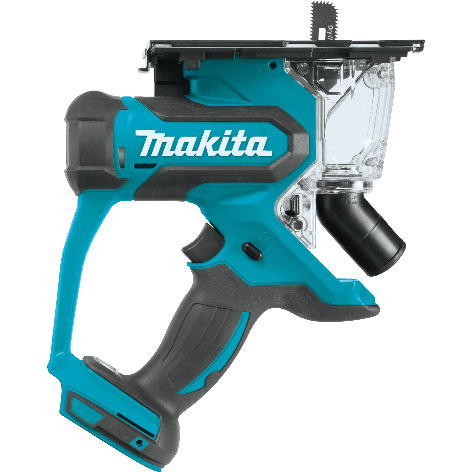 Side view of Makita drywall saw showing slim profile

