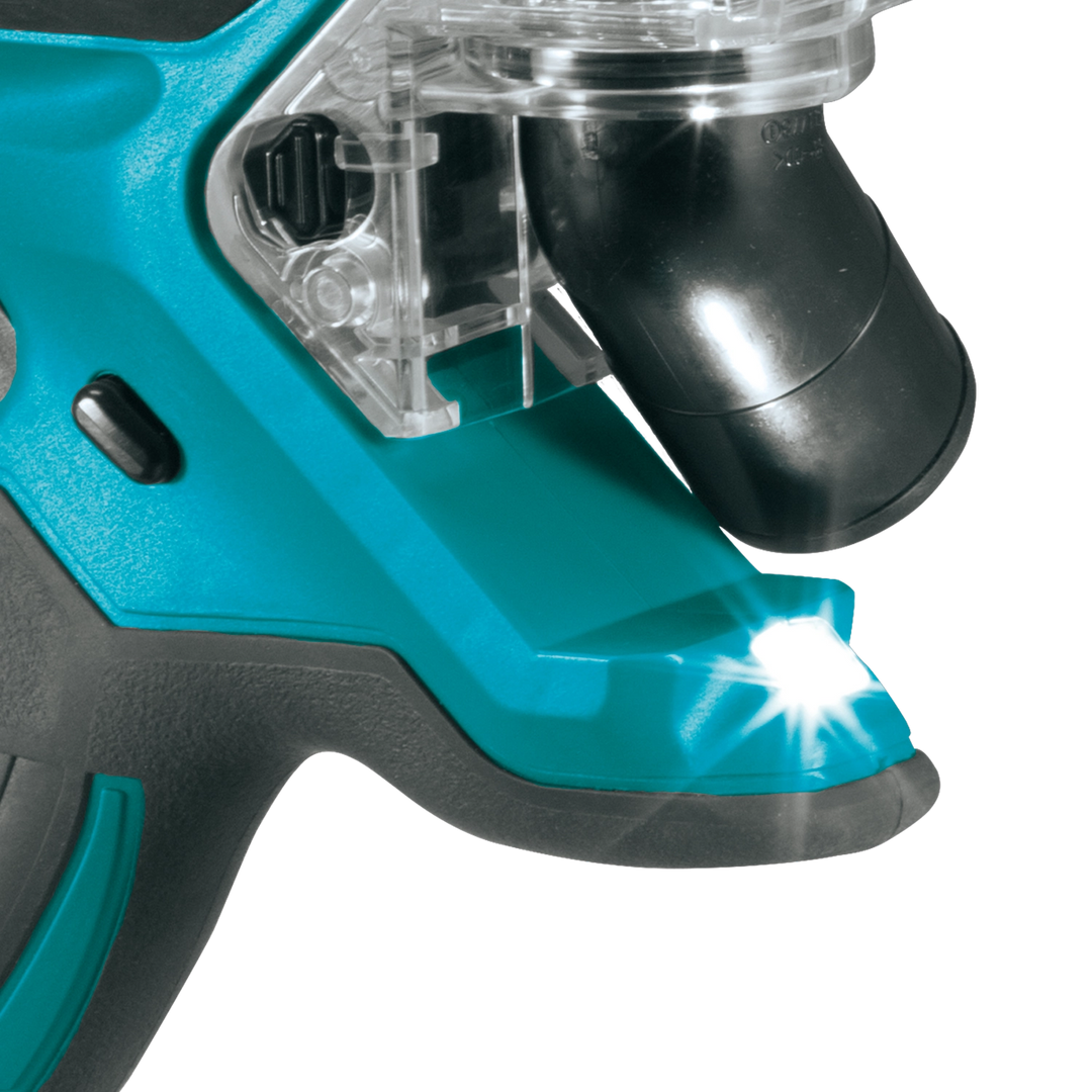 Trigger and built-in LED light shown on Makita drywall saw
