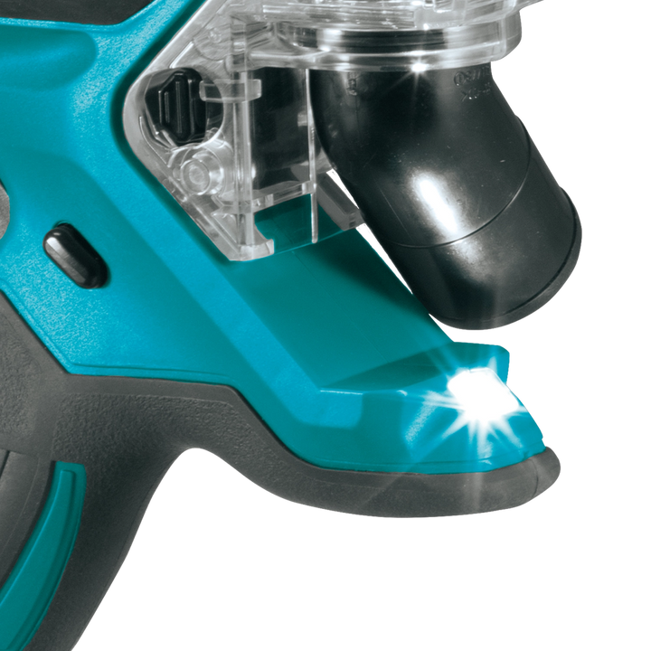 Trigger and built-in LED light shown on Makita drywall saw
