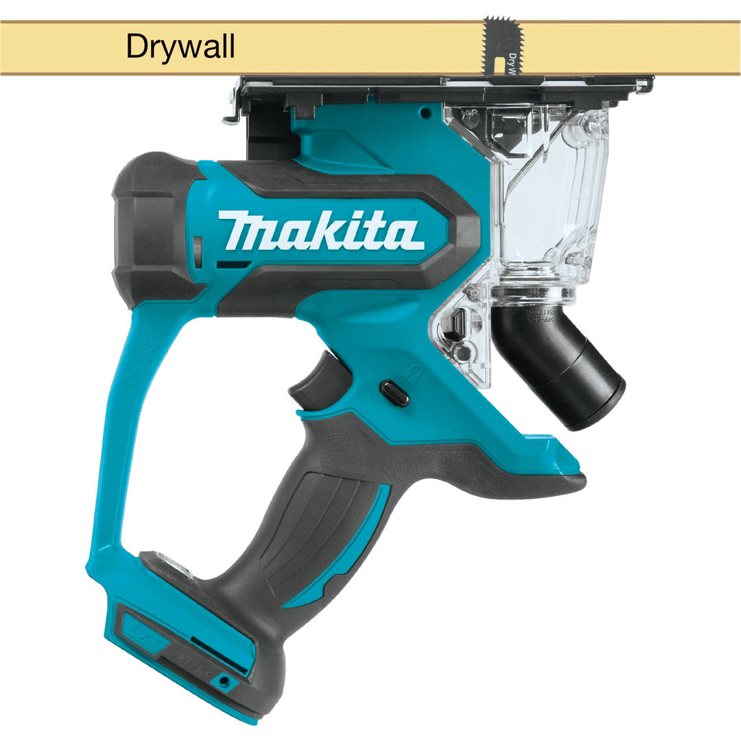 Makita drywall saw demonstrating where it cuts
