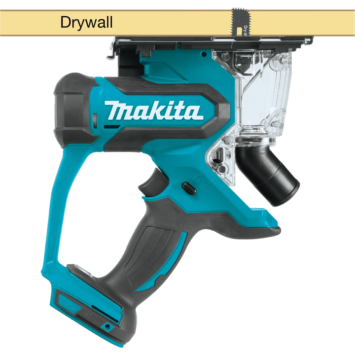 Makita drywall saw demonstrating where it cuts

