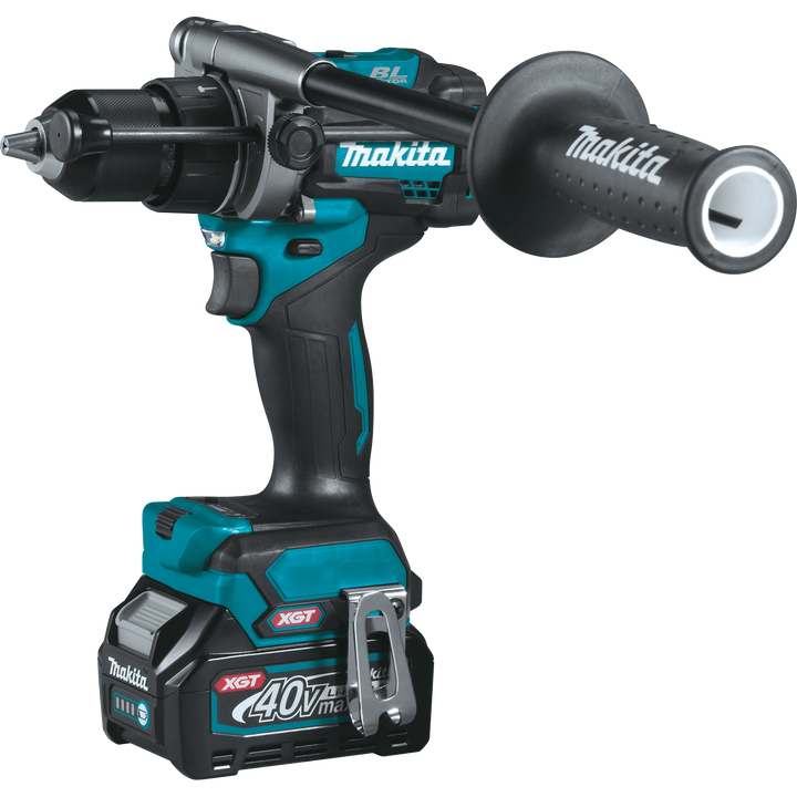 angled view of makita gph01 hammer driver-drill showing grip and speed selector
