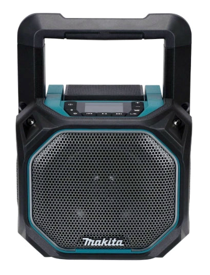 Front view of Makita GRM05 with carry handle raised

