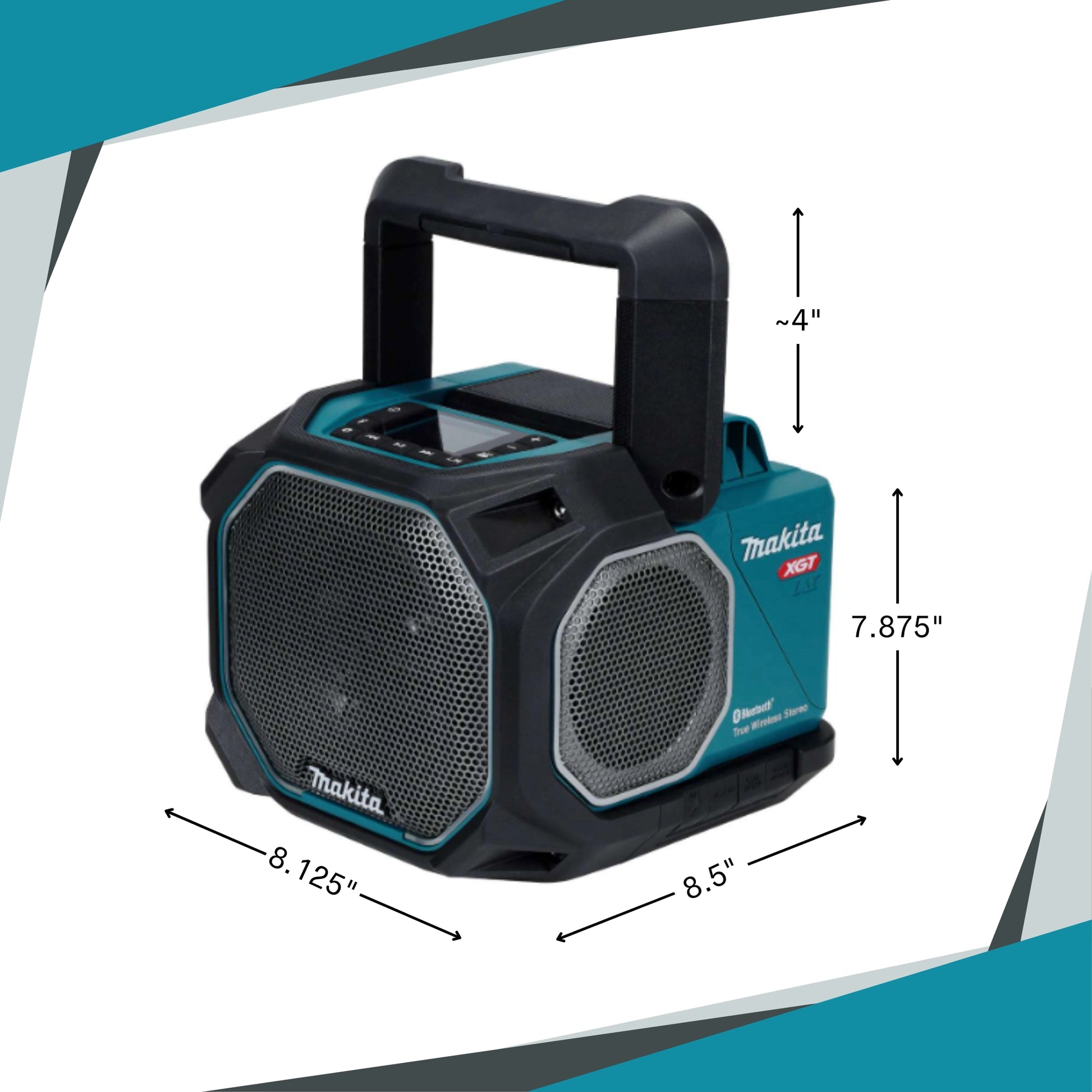 Makita GRM05 shown next to person for size comparison
