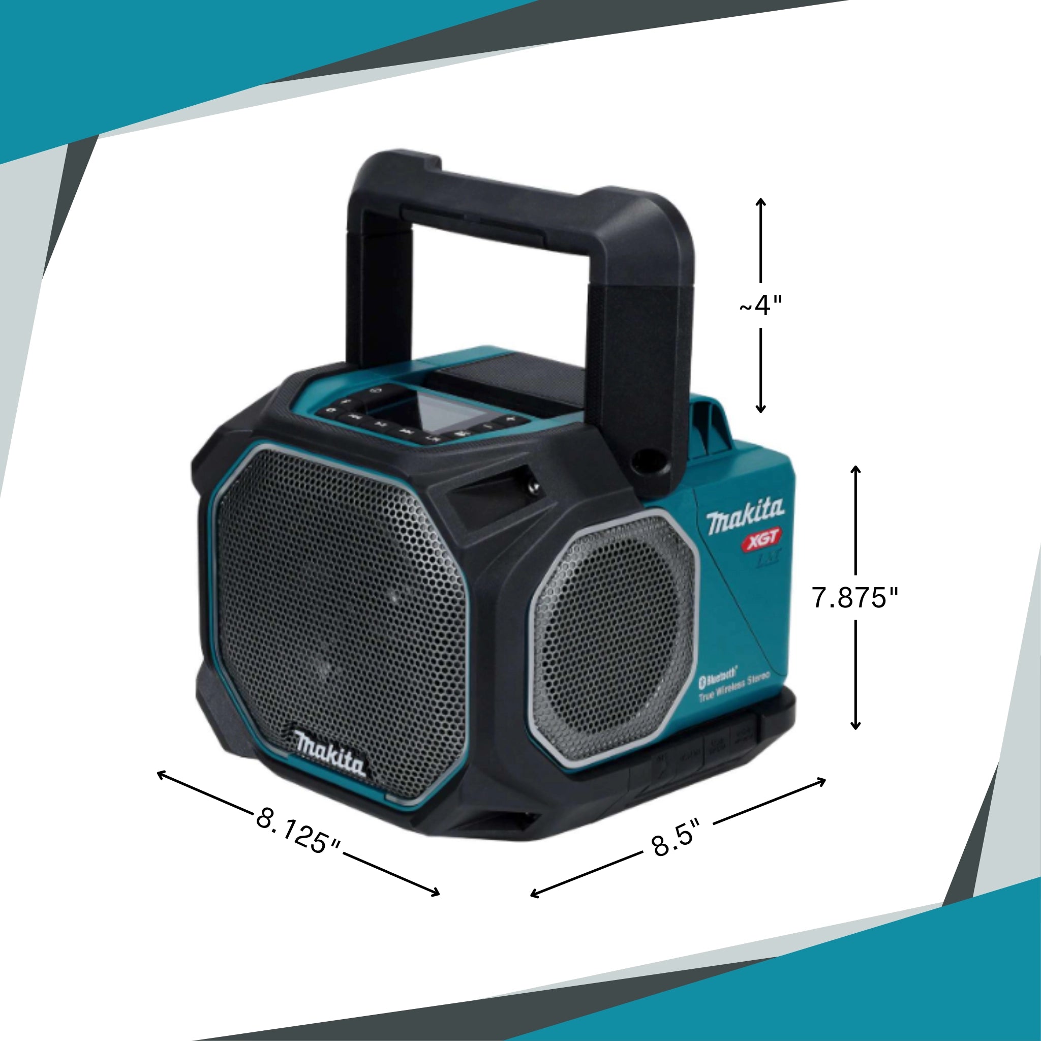 Makita GRM05 shown next to person for size comparison

