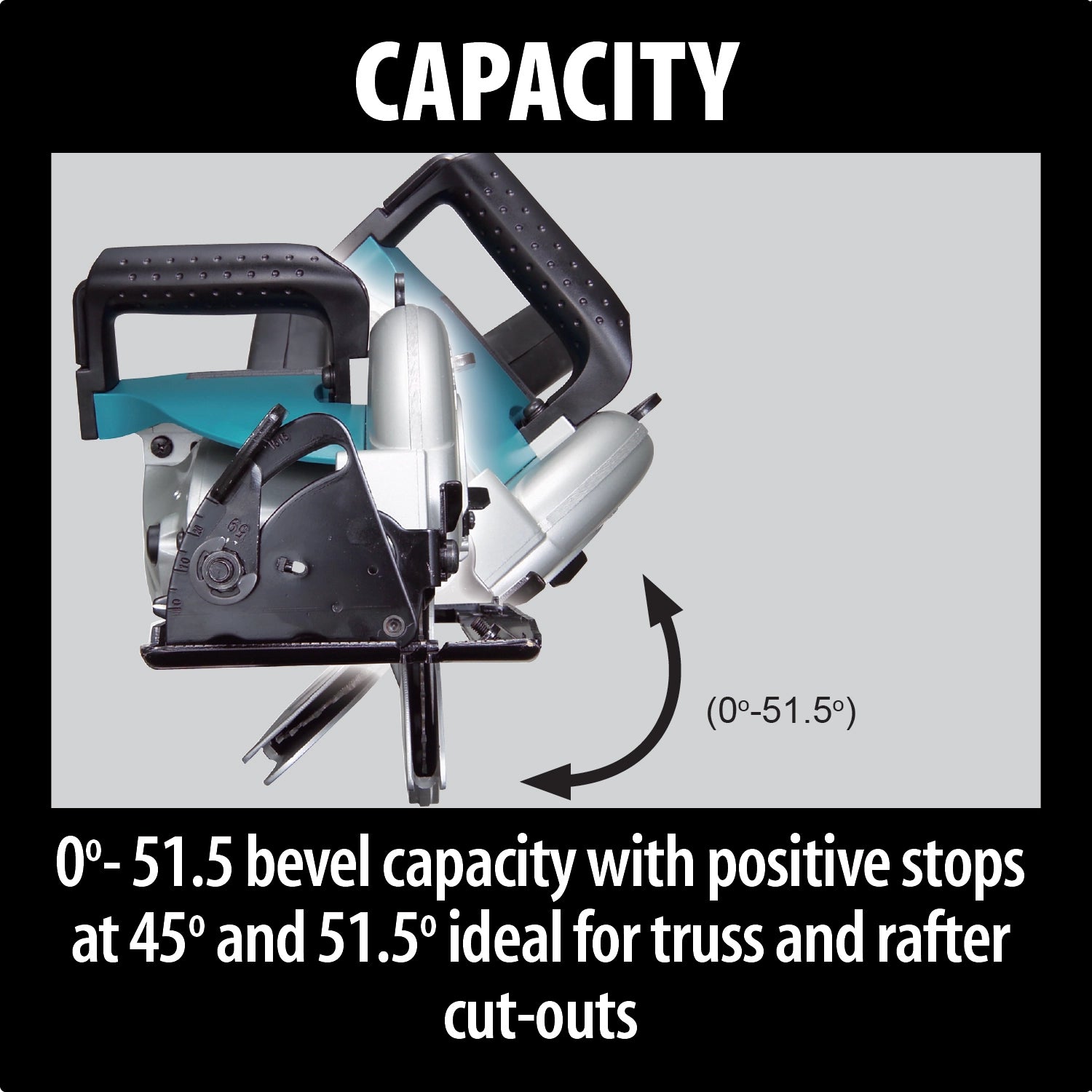 Makita Hypoid Saw showing large cutting capacity through 2x lumber
