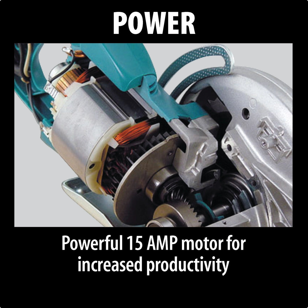 Makita Hypoid Saw demonstrating cutting power through thick wood
