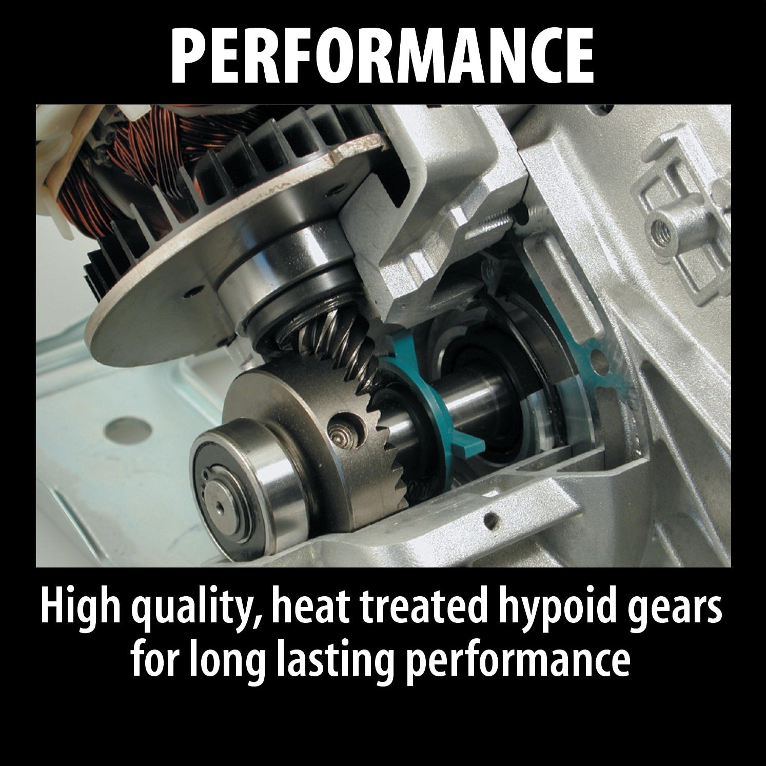 Makita Hypoid Saw performing precise cut on engineered wood
