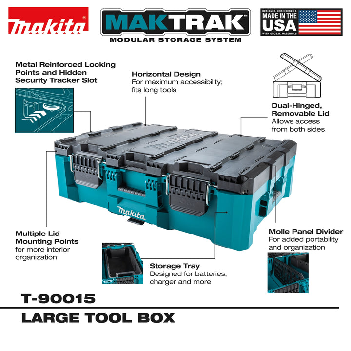 Makita MAKTRAK modular storage box with additional feature views
