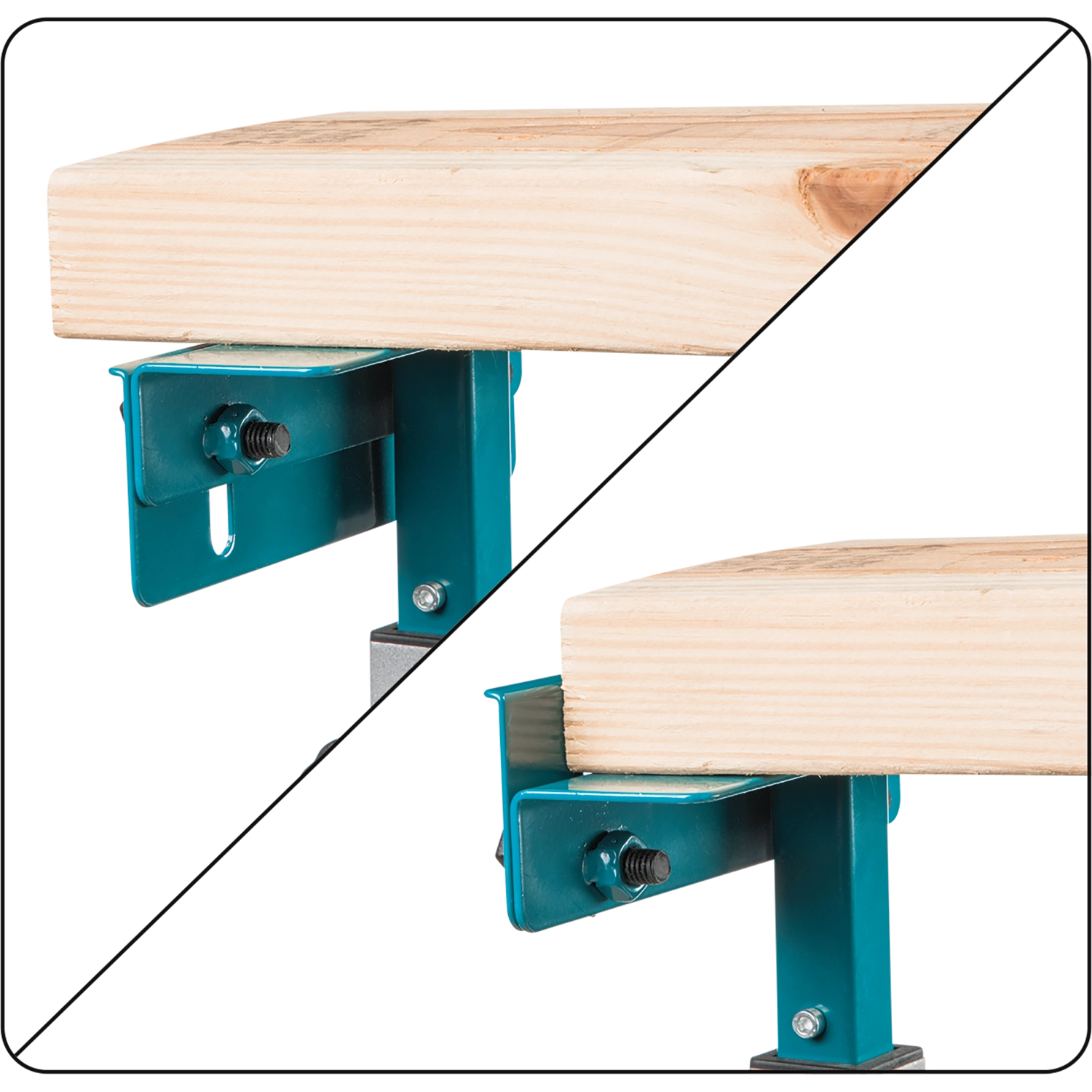 Makita saw stand aligner holding wood in position
