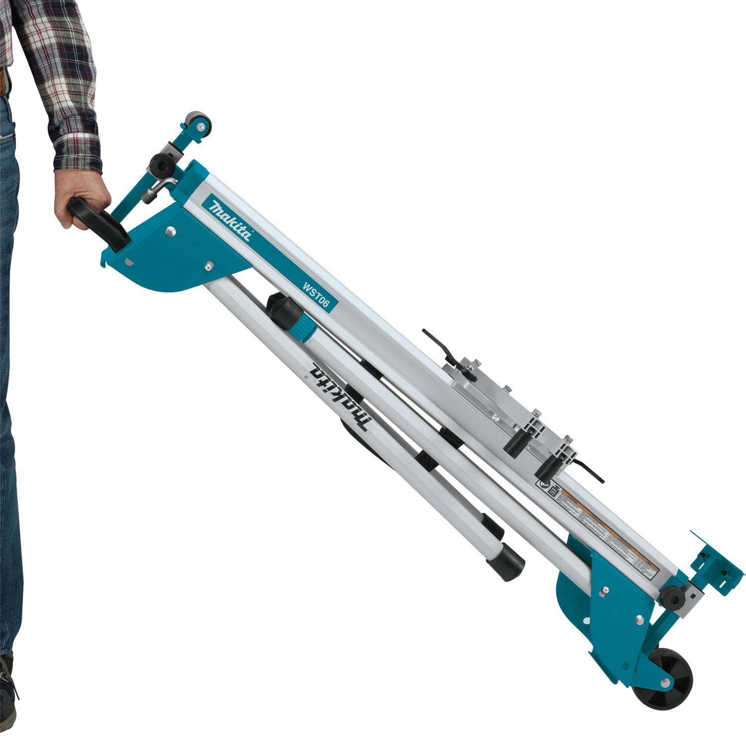 Makita stand being pulled in folded position for transport

