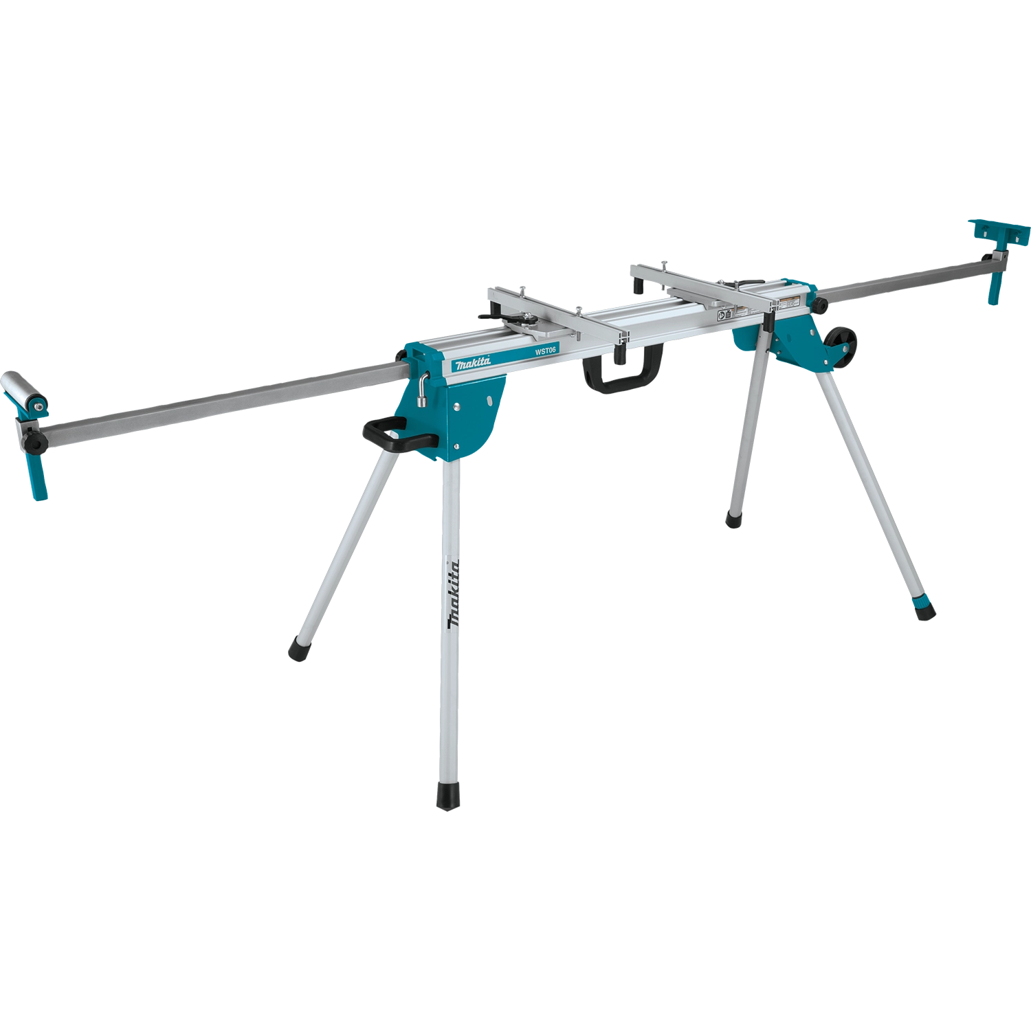 Makita miter stand with support extensions pulled out to mid-range
