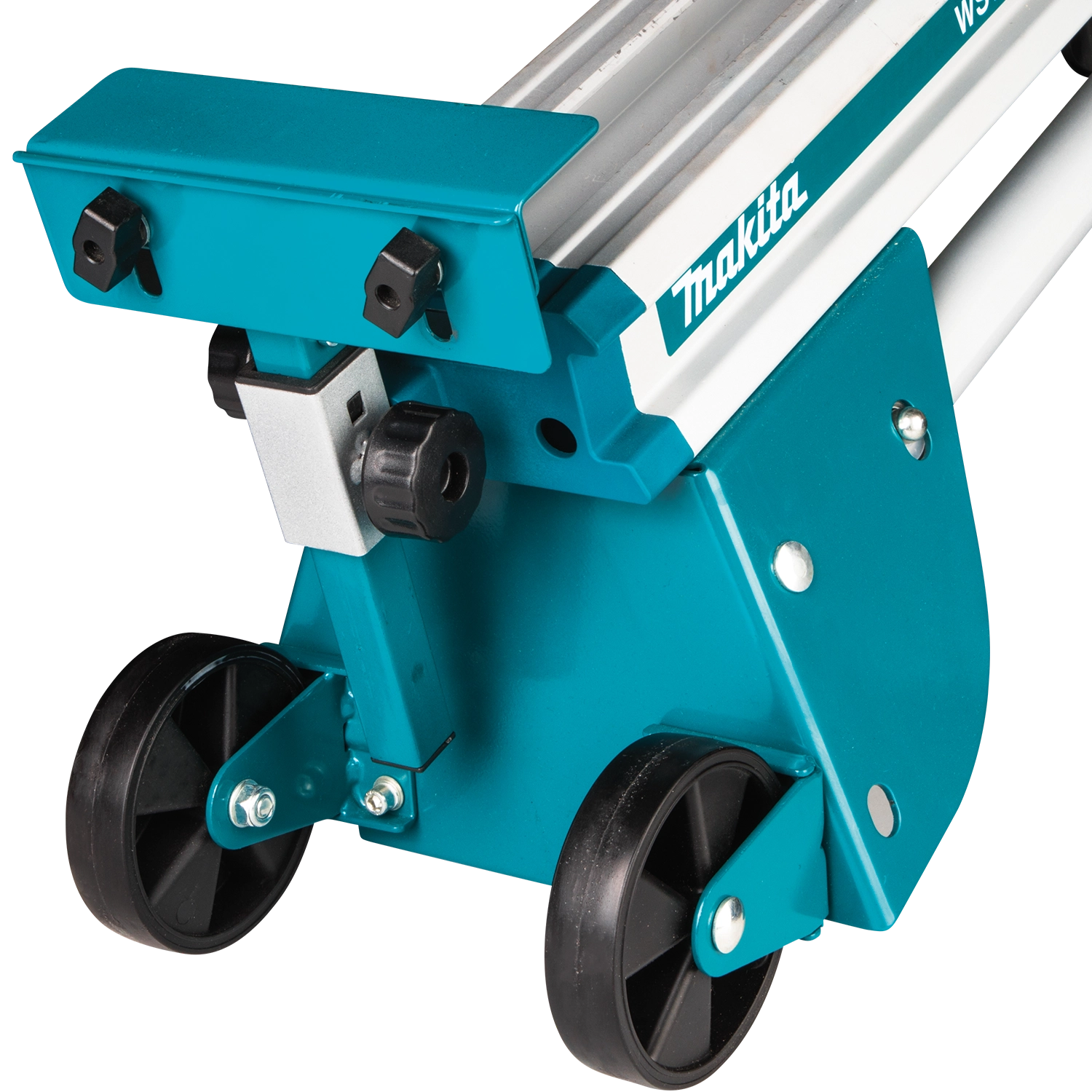 Makita stand with wheels for easy jobsite transport
