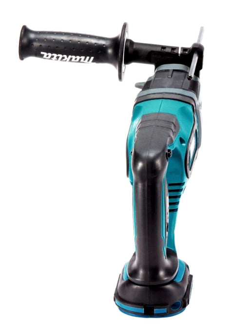 Rear view of Makita cordless rotary hammer showing battery connection and vent
