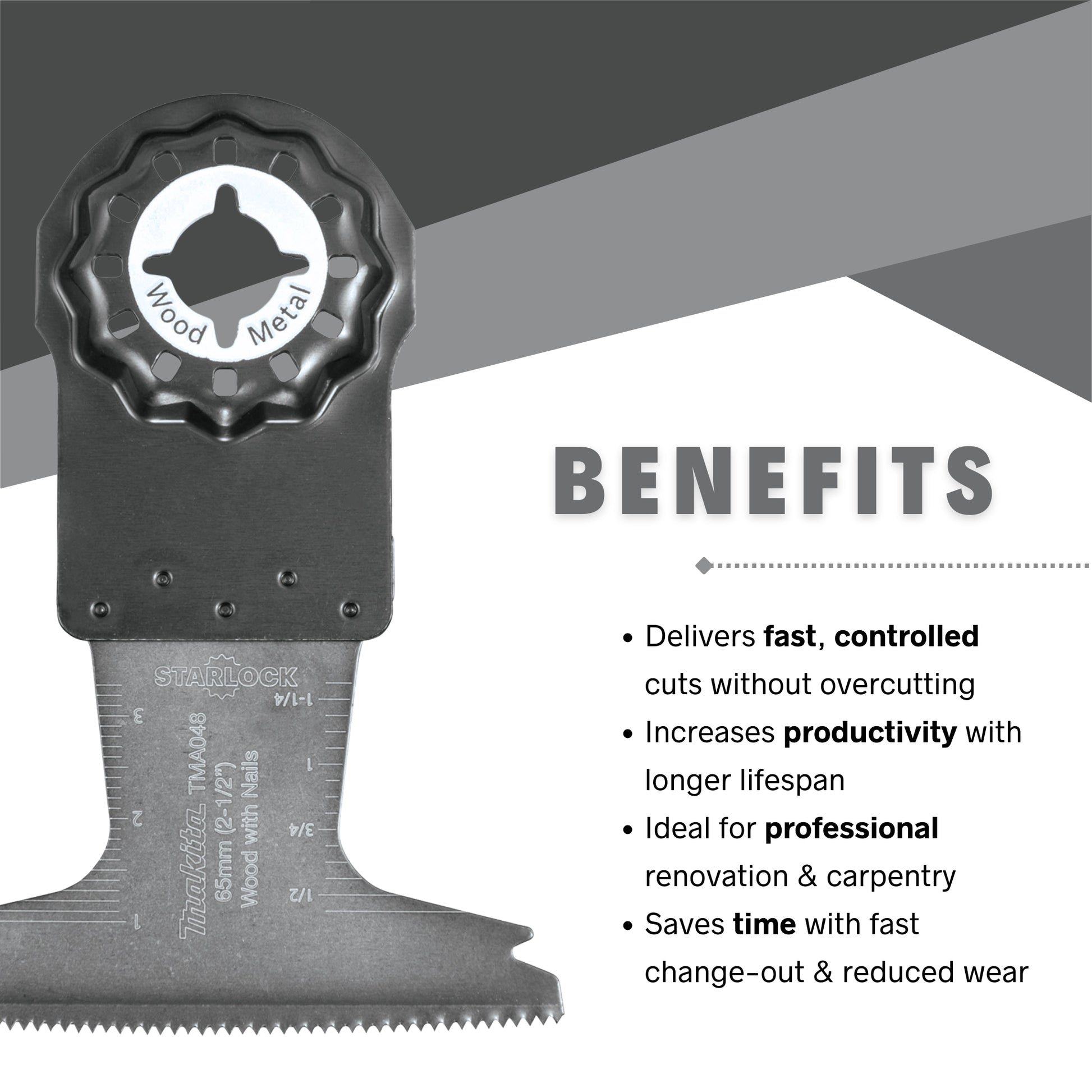 Benefits of the Makita curved plunge blade for clean plunge cutting
