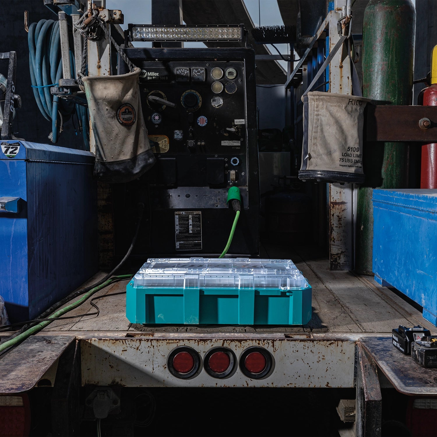 Makita T-90043 organizer laying flat on truck bed
