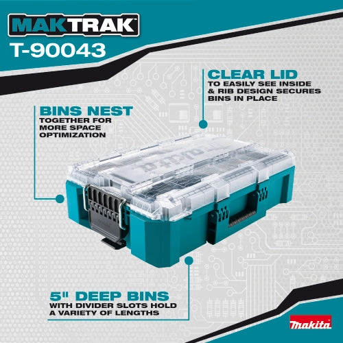 Makita T-90043 organizer showcasing jobsite-ready storage features
