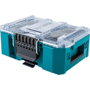 Front angled view of Makita T-90065 organizer with clear lid
