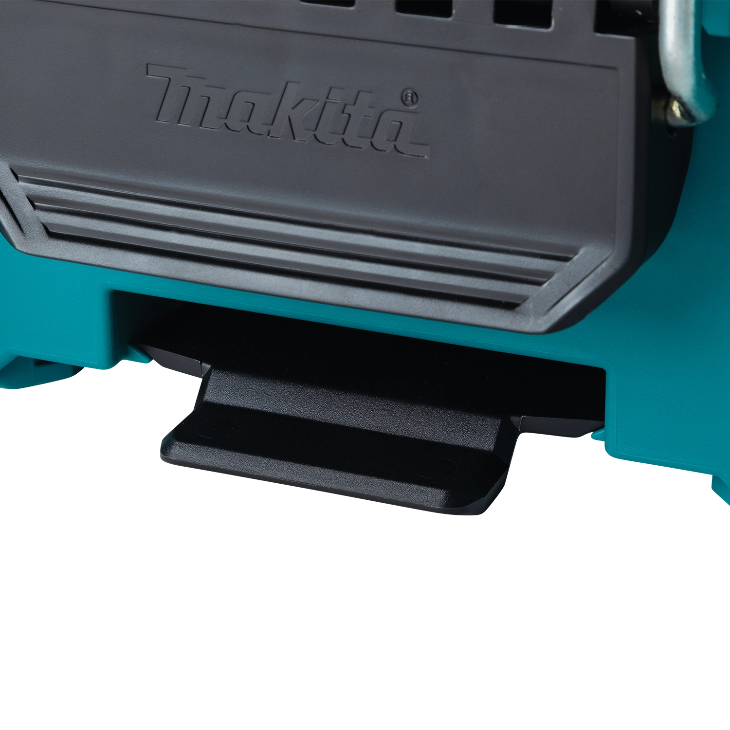 Close-up of Makita T-90065 latch in locked position

