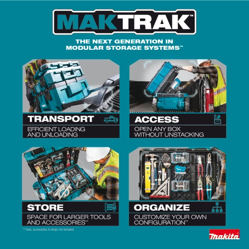 Makita organizer as part of the MAKTRAK modular storage system
