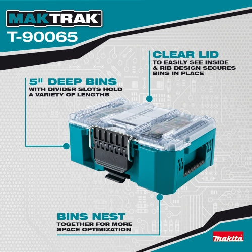 Makita T-90065 deep compact organizer showcasing key features
