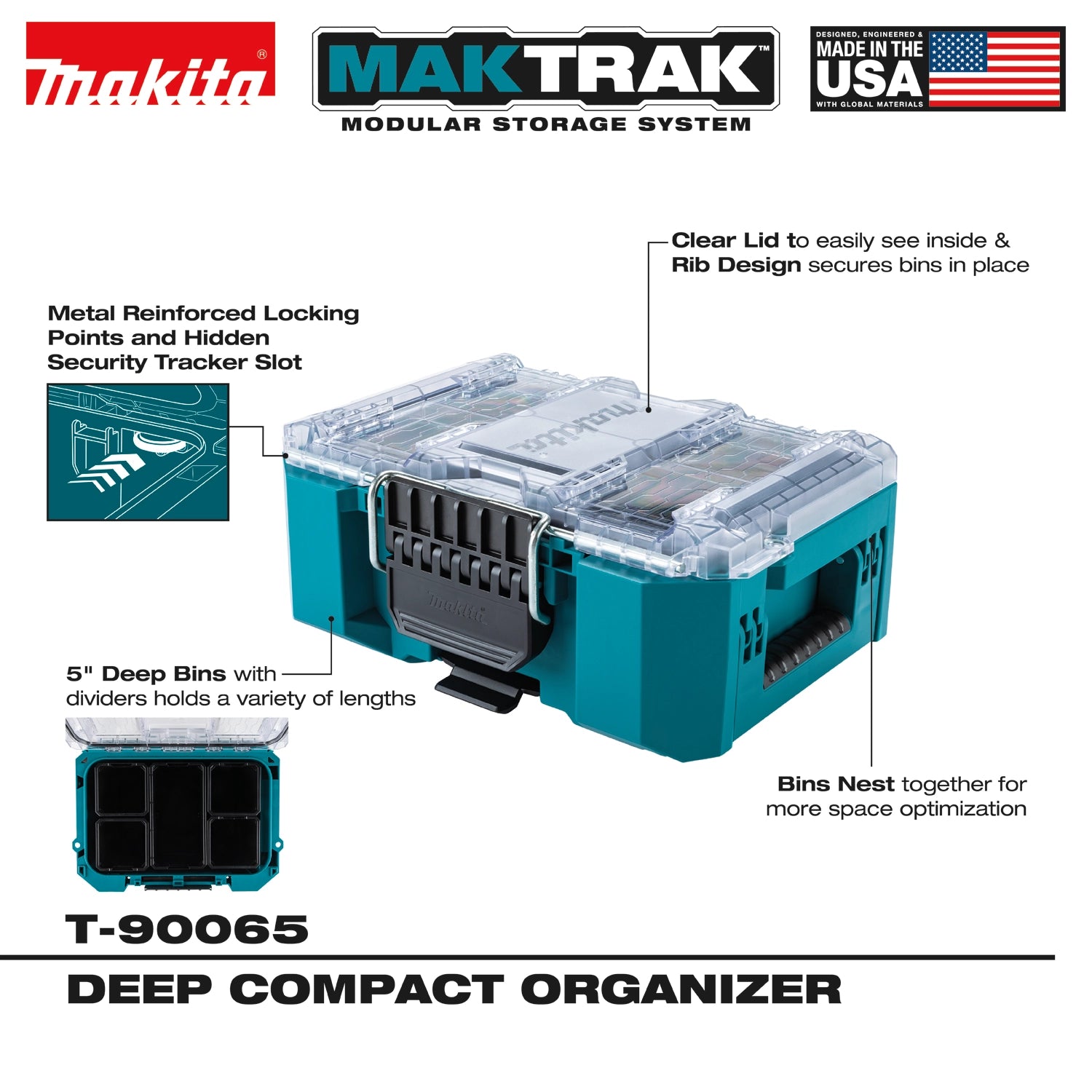 Additional feature highlights of the Makita compact organizer
