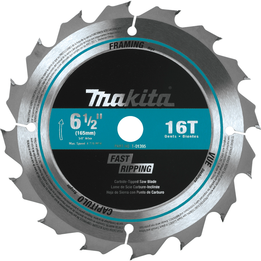 Front view of Makita T-01395 framing saw blade
