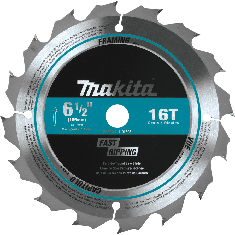 Front view of Makita T-01395 framing saw blade
