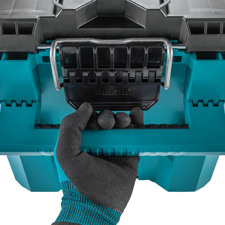 Ergonomic handle of Makita T-90021 shown for easy transport and carrying comfort
