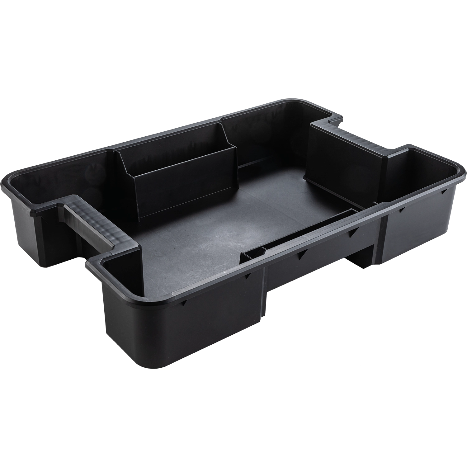 Interior compartment of Makita T-90021 featuring divided tray for battery and charger storage
