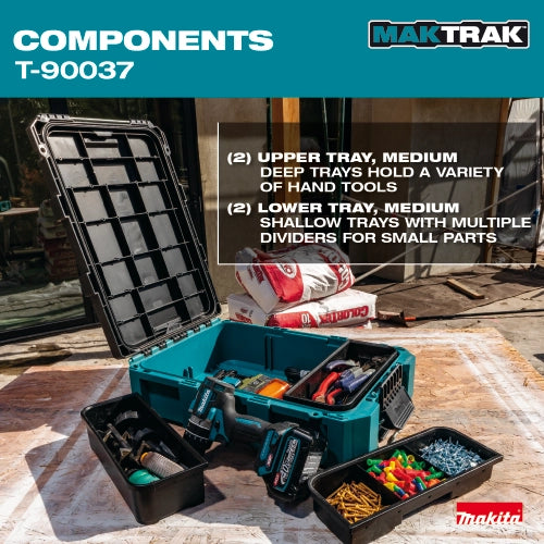 T-90037 tool box shown with all trays and parts displayed on jobsite

