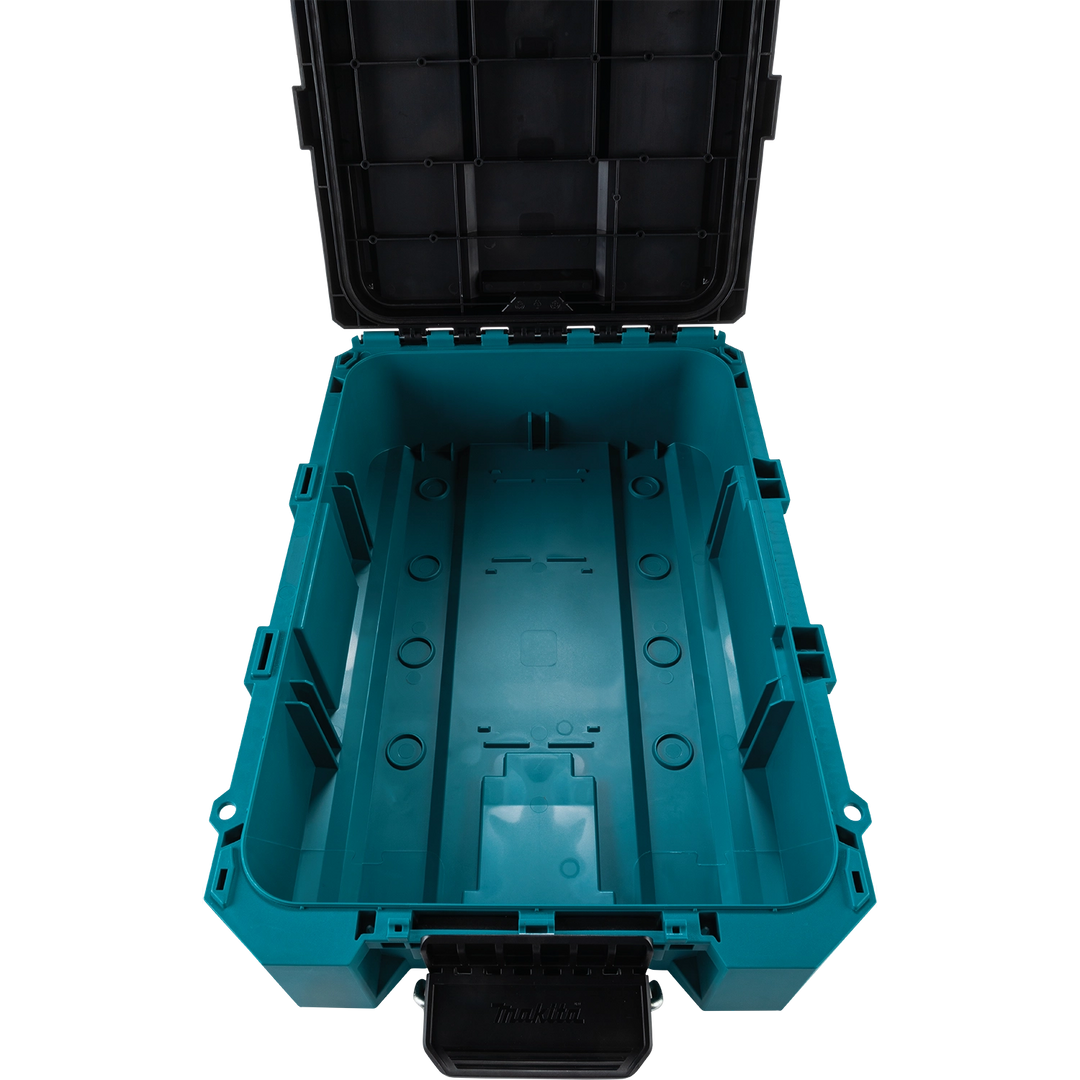 Interior of Makita T-90037 tool box with lid open and empty storage area
