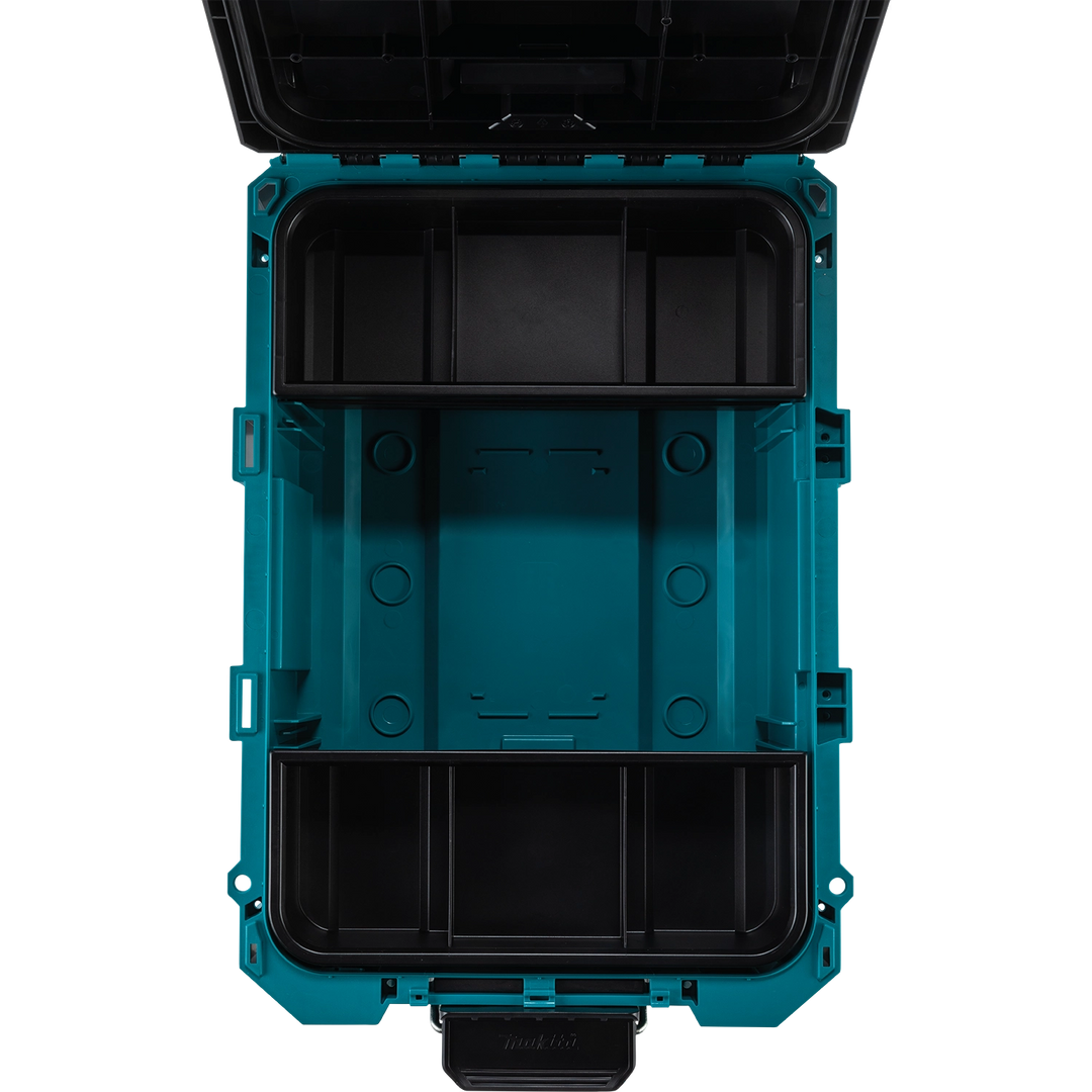 Top-down view of Makita T-90037 showing shallow trays and inner compartments
