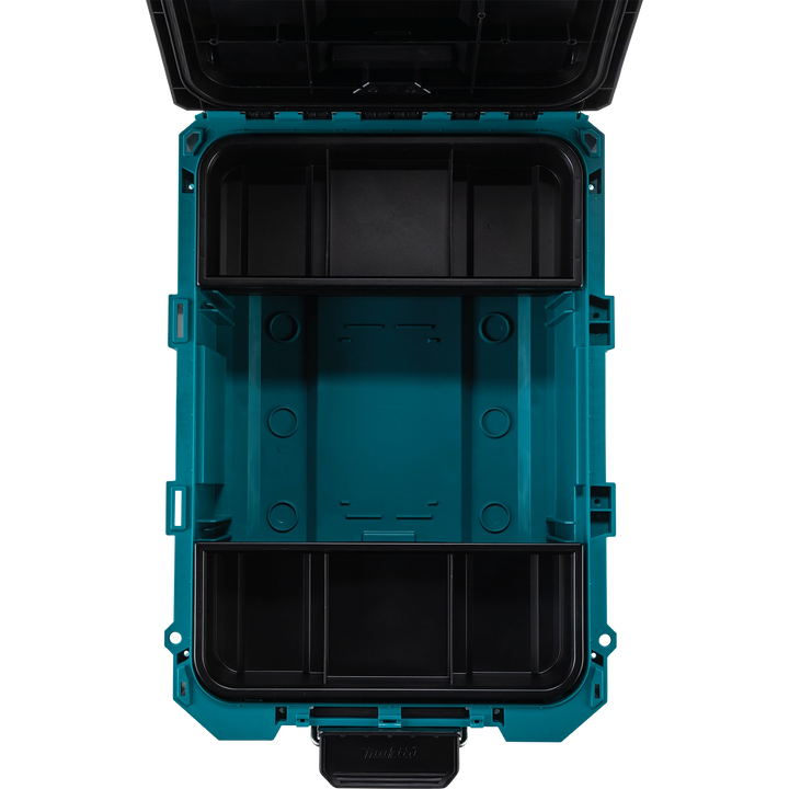 Top-down view of Makita T-90037 showing shallow trays and inner compartments
