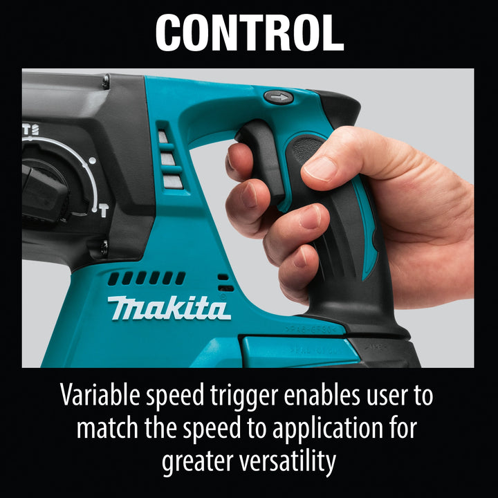 User gripping Makita tool to demonstrate precise control during operation
