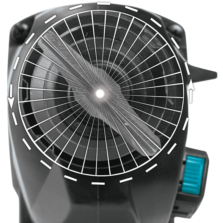 Cooling fan vent shown on side of Makita tool for extended runtime performance
