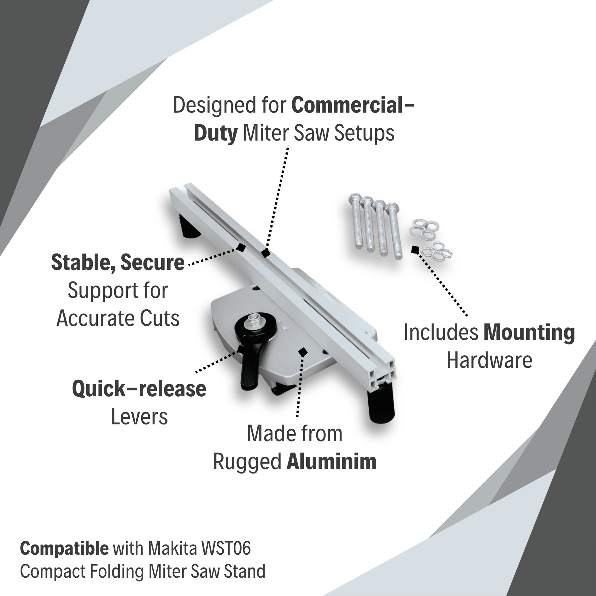 Tool mounting bracket features for Makita WST06 stand
