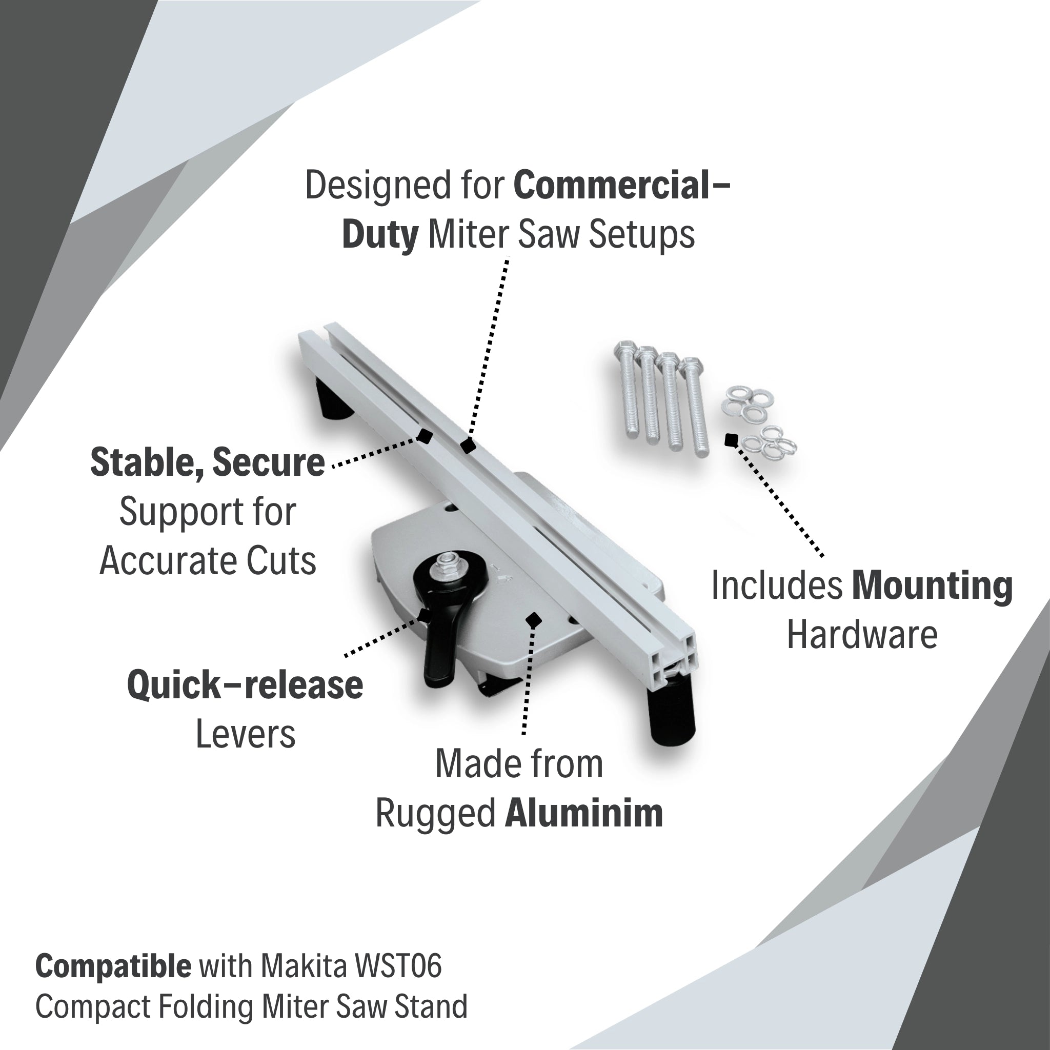 Tool mounting bracket features for Makita WST06 stand
