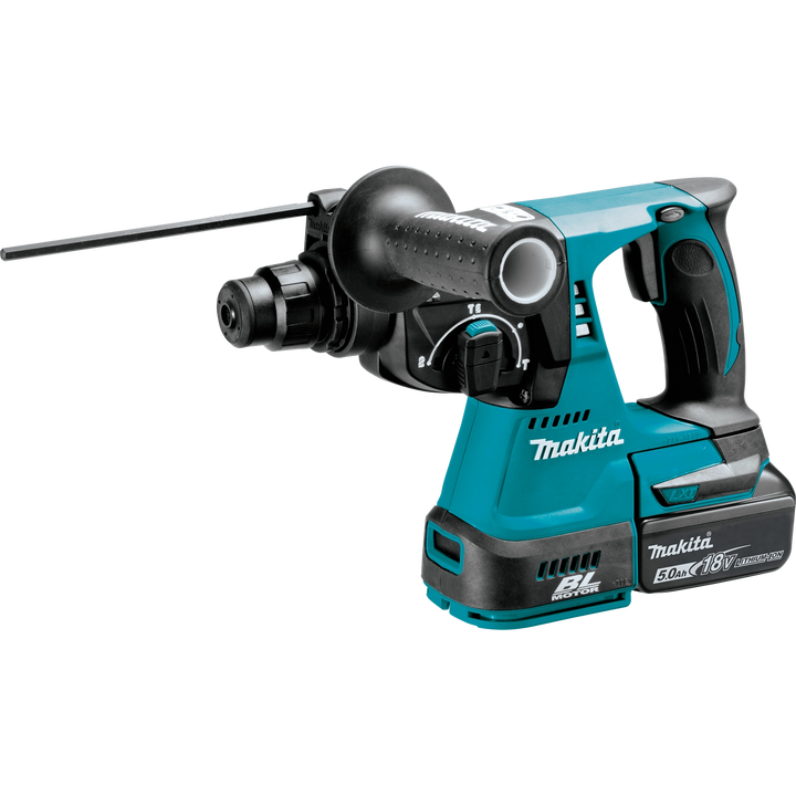 Close-up of Makita tool push bar mechanism for secure operation
