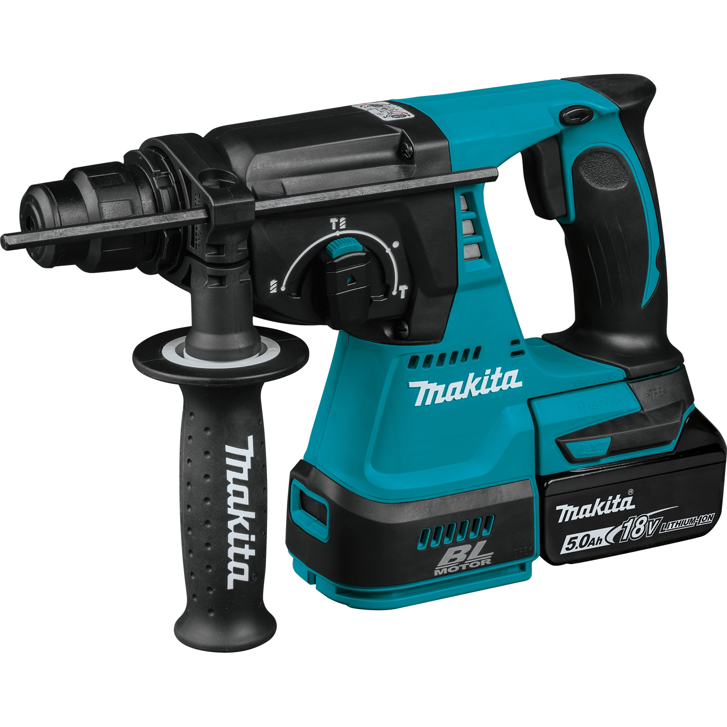 Makita cordless tool shown as standalone unit with ergonomic design
