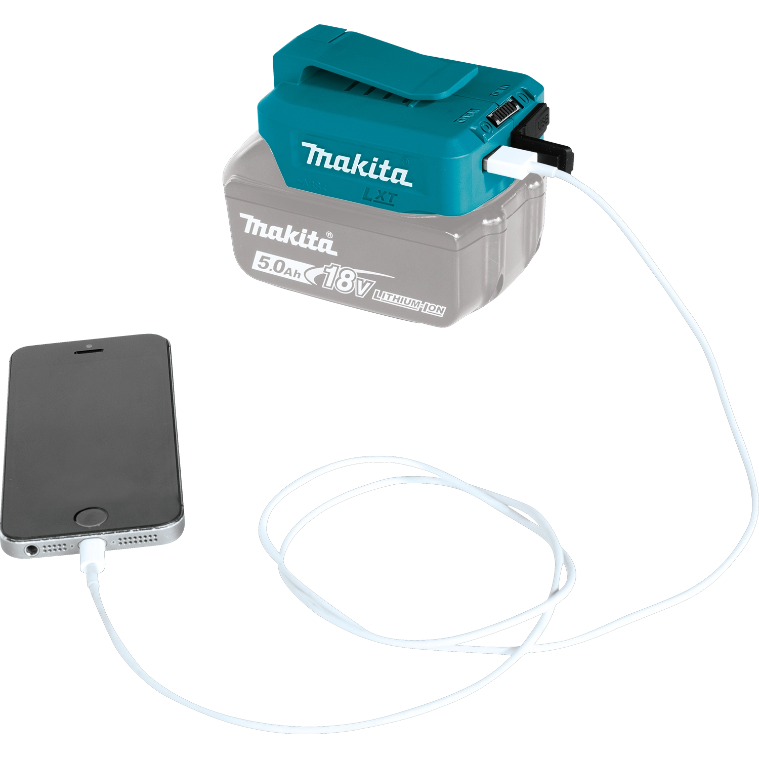 Smartphone charging from Makita USB adapter
