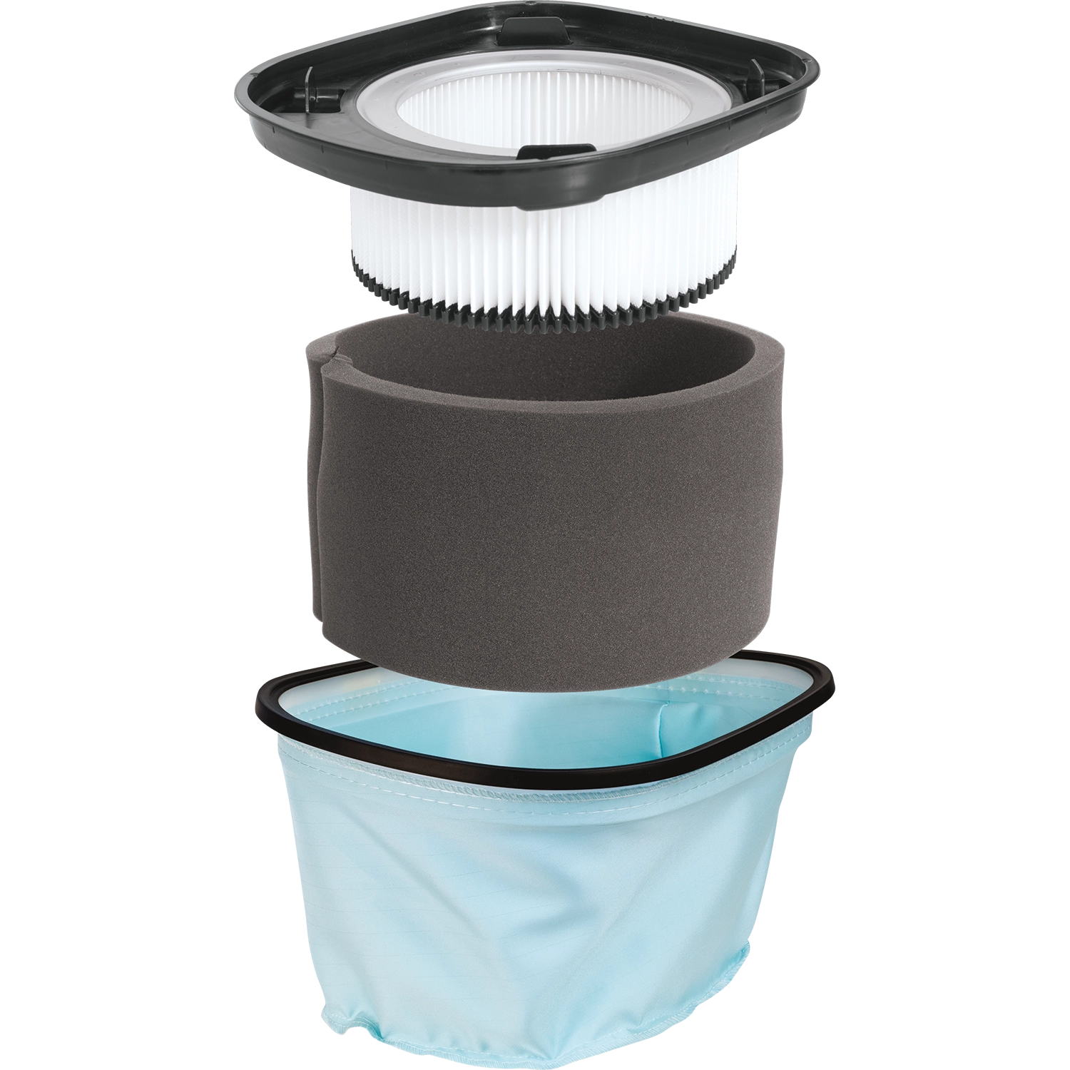 full set of makita vacuum filters including hepa, pre-filter, and mesh stage
