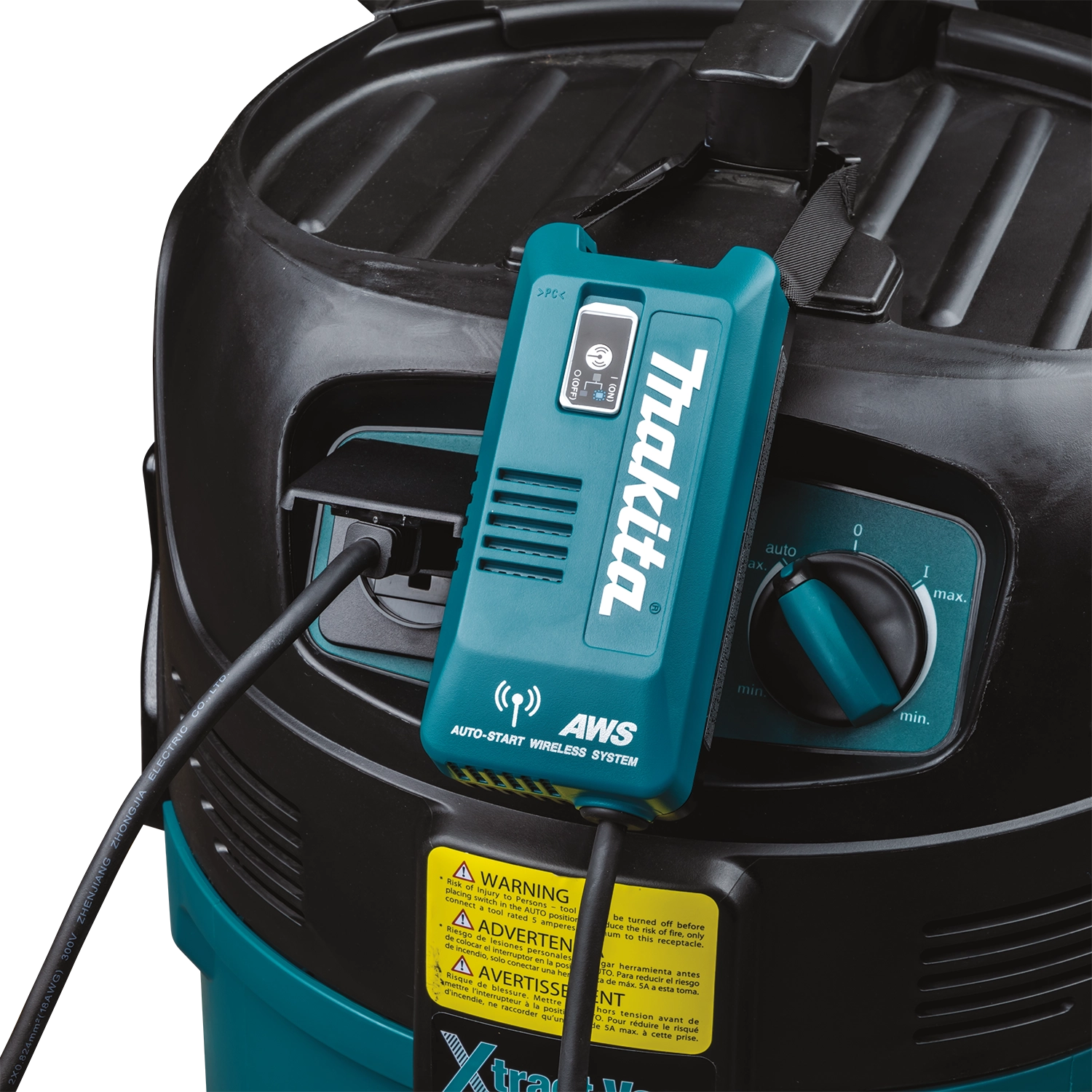 Makita AWS WUT02U adapter in use on jobsite with cordless tool
