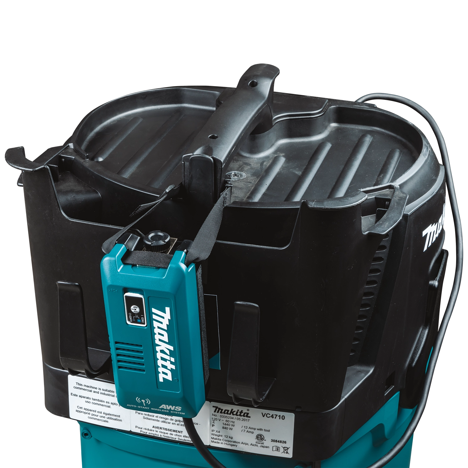 Makita AWS Adapter securely wrapped with included strap for mounting
