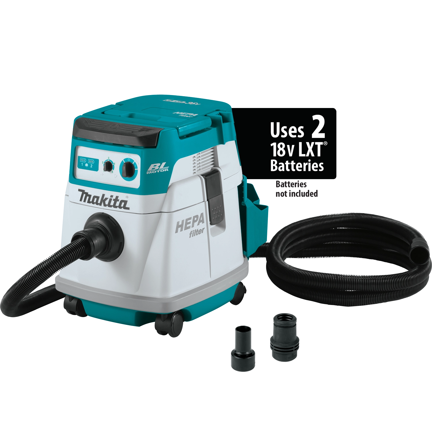 front view of makita 36v hepa vacuum tool only showing inlet and logo
